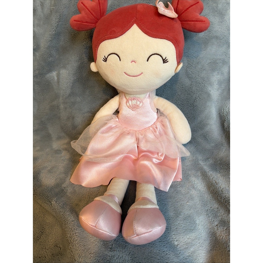 Gloveleya Baby Doll Gifts Plush Red Hair Ariel Style  Soft Ballet Doll EUC
